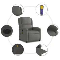 vidaXL Sillas-Sillón reclinable de masaje eléctrico cuero auténtico