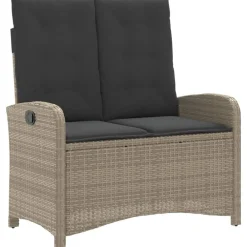 vidaXL Sillón reclinable de jardín con cojines ratán sintético gris Gris claro Online