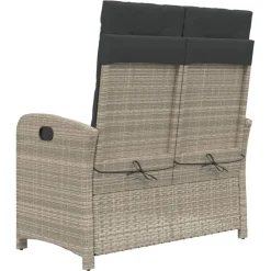 vidaXL Sillón reclinable de jardín con cojines ratán sintético gris Gris claro Online