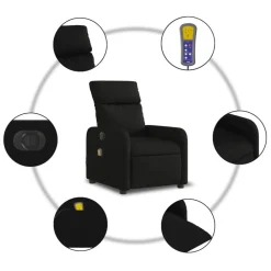 vidaXL Sillón reclinable de masaje eléctrico tela Negro Online