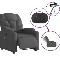 vidaXL Sillas-Sillón reclinable de masaje eléctrico tela