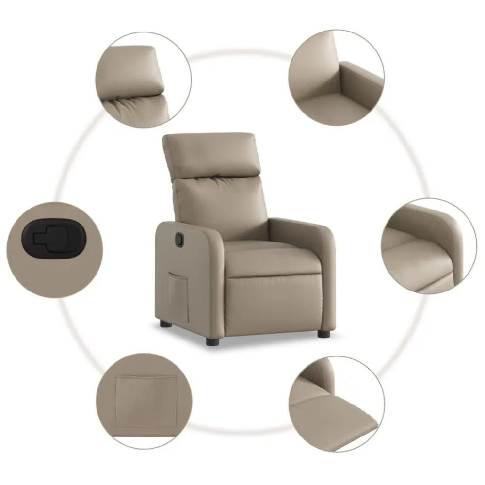 vidaXL Sillas-Sillón reclinable de cuero sintético color