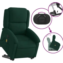 vidaXL Sillas-Sillón reclinable de masaje elevable terciopelo