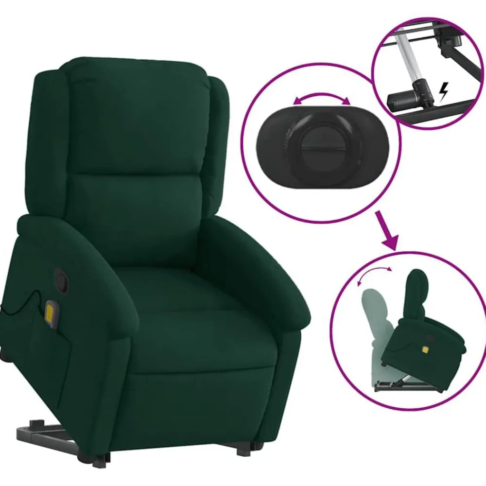 vidaXL Sillas-Sillón reclinable de masaje elevable terciopelo