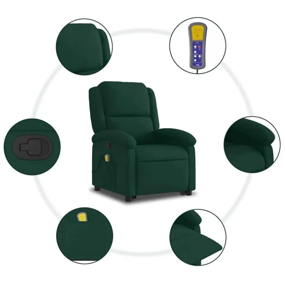 vidaXL Sillas-Sillón reclinable de masaje elevable terciopelo