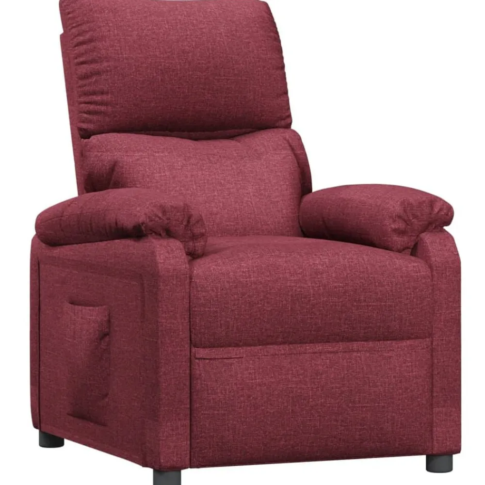 vidaXL Sillas-Sillón reclinable de tela rojo tinto