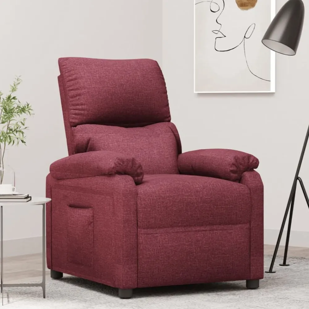 vidaXL Sillas-Sillón reclinable de tela rojo tinto