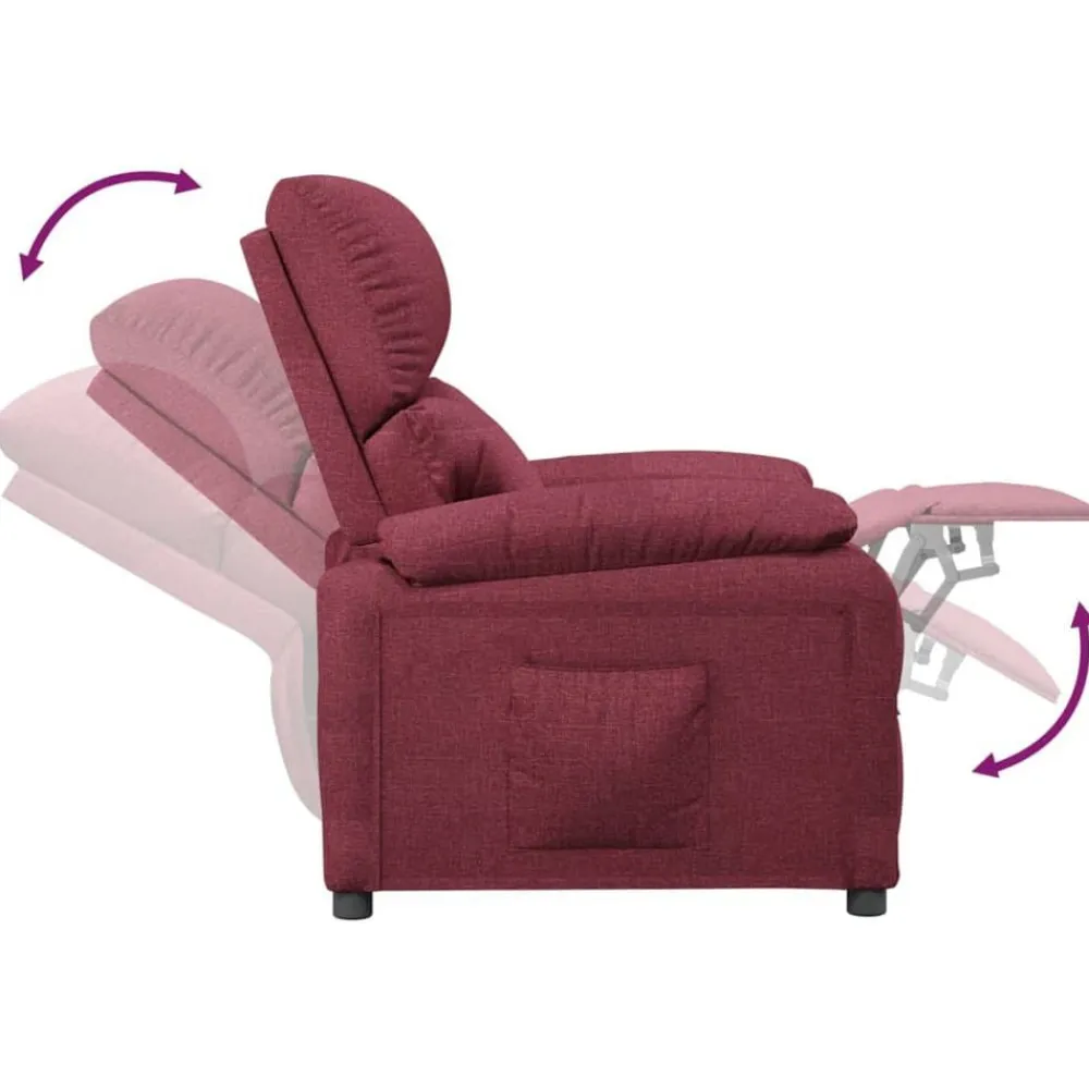 vidaXL Sillas-Sillón reclinable de tela rojo tinto