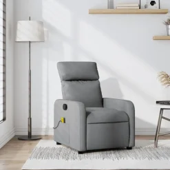 vidaXL Sillón reclinable de masaje de tela Gris claro Best