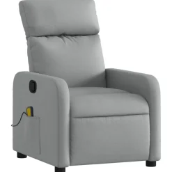 vidaXL Sillón reclinable de masaje de tela Gris claro Best