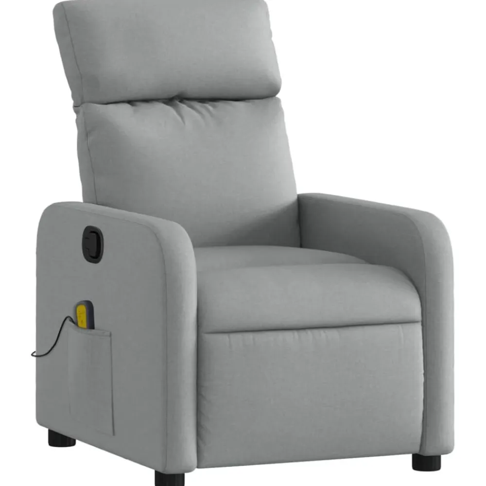 vidaXL Sillón reclinable de masaje de tela Gris claro Best