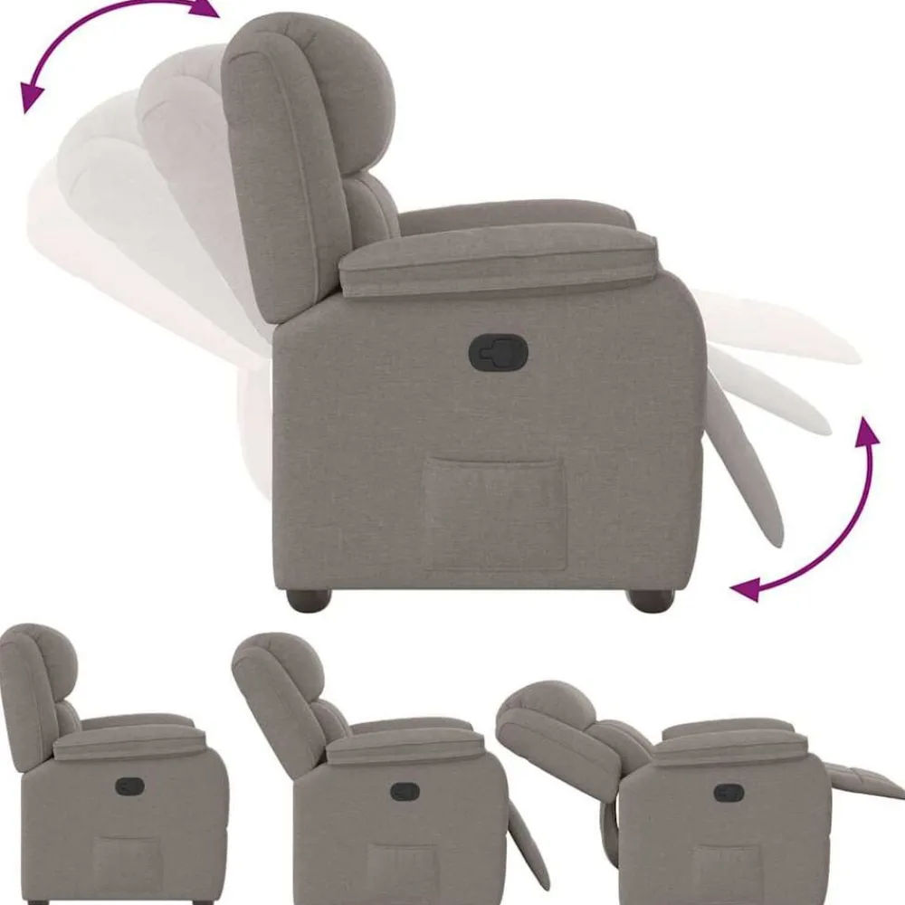 vidaXL Sillas-Sillón reclinable de tela gris taupe
