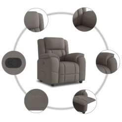 vidaXL Sillas-Sillón reclinable de tela gris taupe