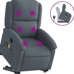 vidaXL Sillas-Sillón reclinable de masaje elevable terciopelo