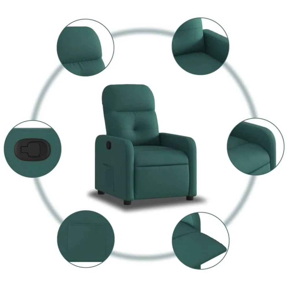 vidaXL Sillón reclinable de tela Verde oscuro Online
