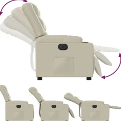 vidaXL Sillón reclinable eléctrico de cuero sintético Crema Sale