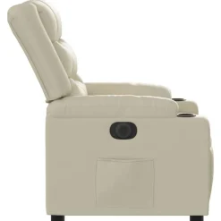 vidaXL Sillón reclinable eléctrico de cuero sintético Crema Sale