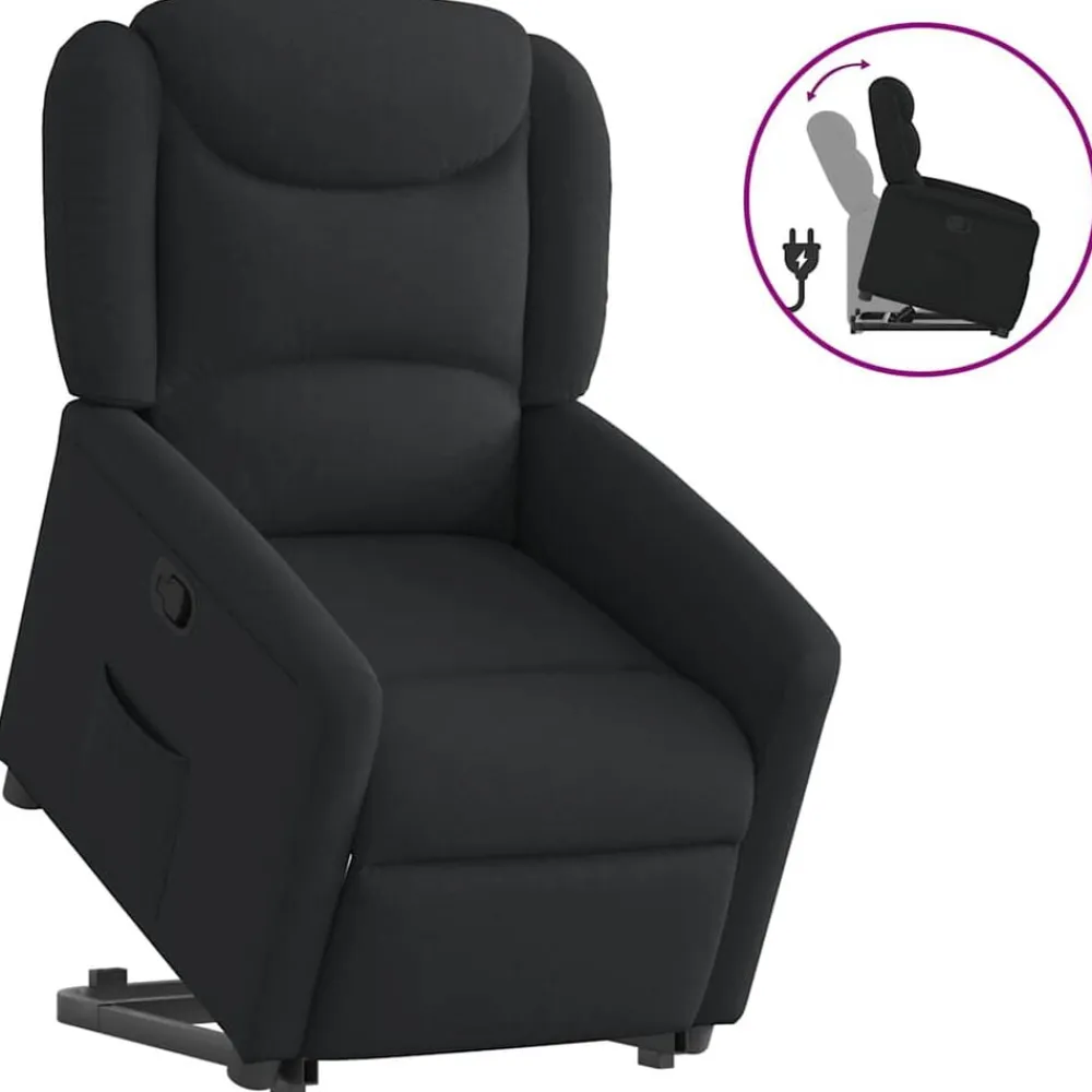 vidaXL Sillón reclinable elevable tela Negro Hot