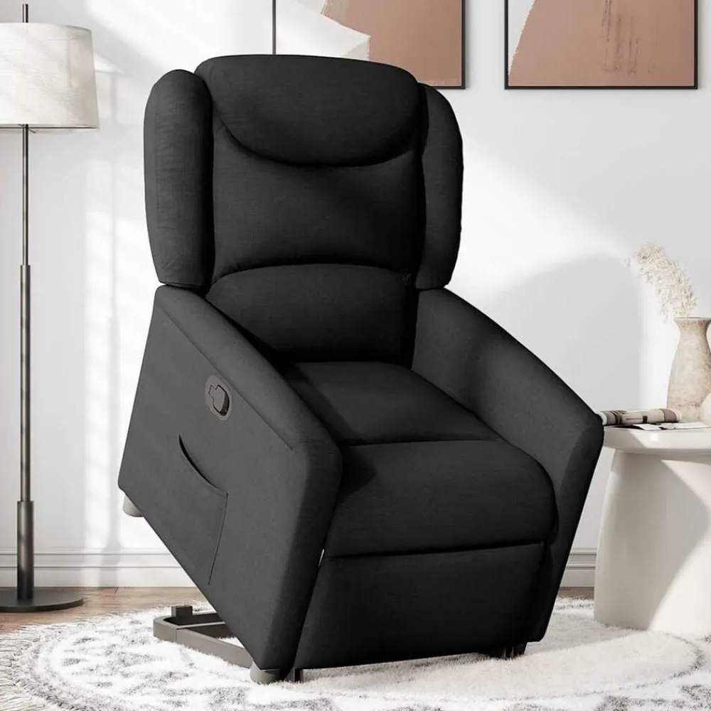 vidaXL Sillón reclinable elevable tela Negro Hot