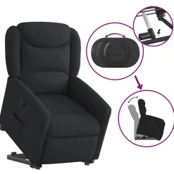vidaXL Sillón reclinable elevable tela Negro Hot