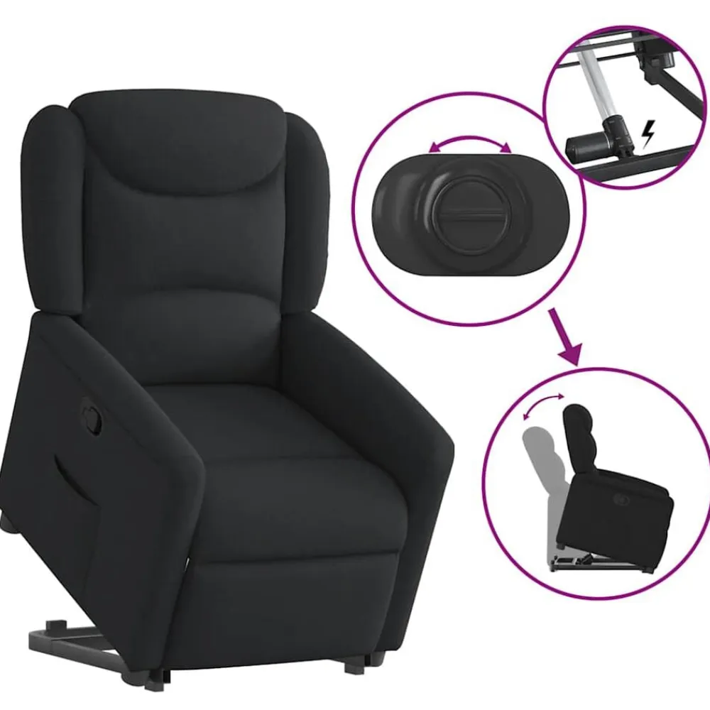 vidaXL Sillón reclinable elevable tela Negro Hot