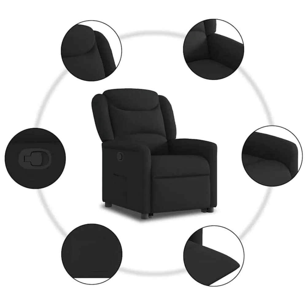 vidaXL Sillón reclinable elevable tela Negro Hot