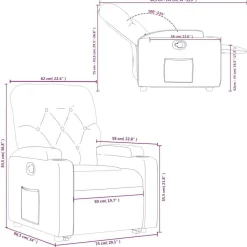 vidaXL Sillas-Sillón reclinable elevable cuero artificial rojo tinto