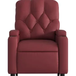vidaXL Sillas-Sillón reclinable elevable cuero artificial rojo tinto