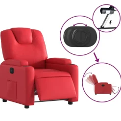 vidaXL Sillas-Sillón reclinable eléctrico de cuero sintético