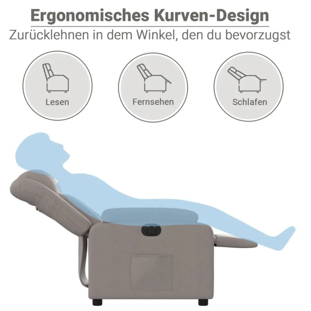 vidaXL Sillas-Sillón reclinable eléctrico tela gris