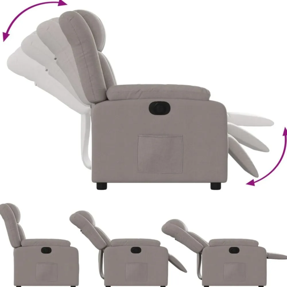 vidaXL Sillas-Sillón reclinable eléctrico tela gris