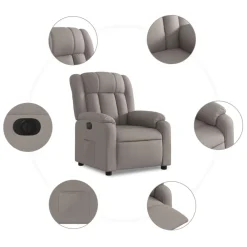 vidaXL Sillas-Sillón reclinable eléctrico tela gris