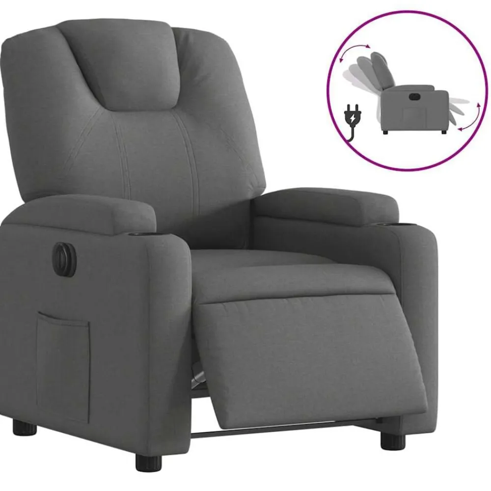 vidaXL Sillón reclinable eléctrico de tela Gris oscuro Sale