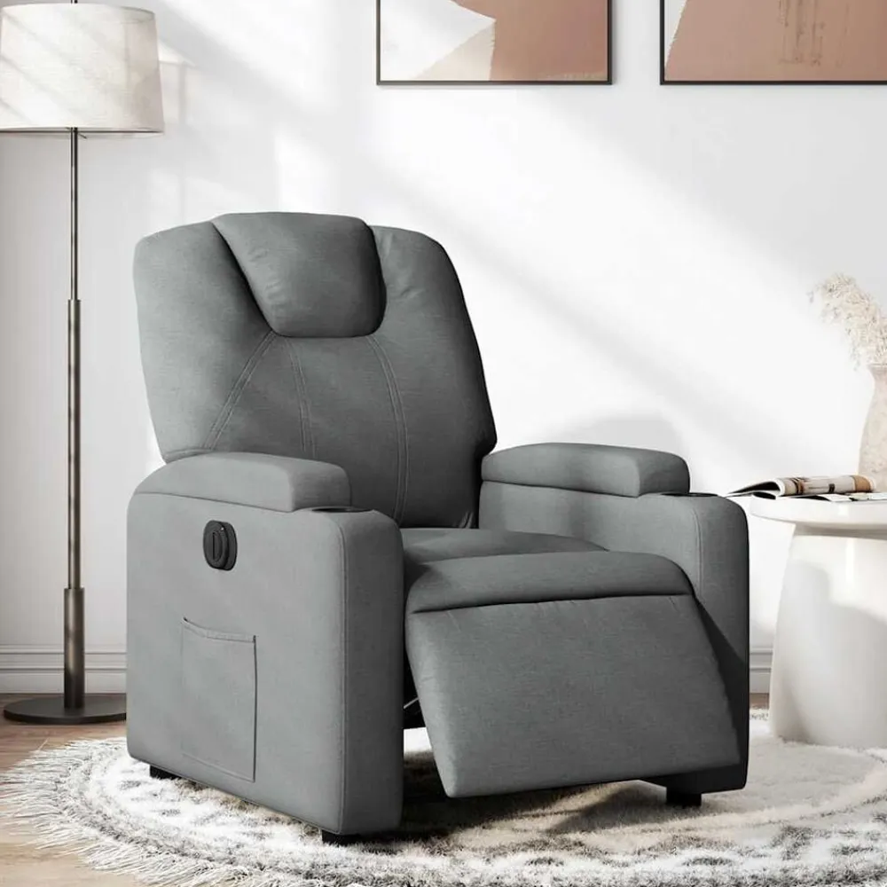 vidaXL Sillón reclinable eléctrico de tela Gris oscuro Sale