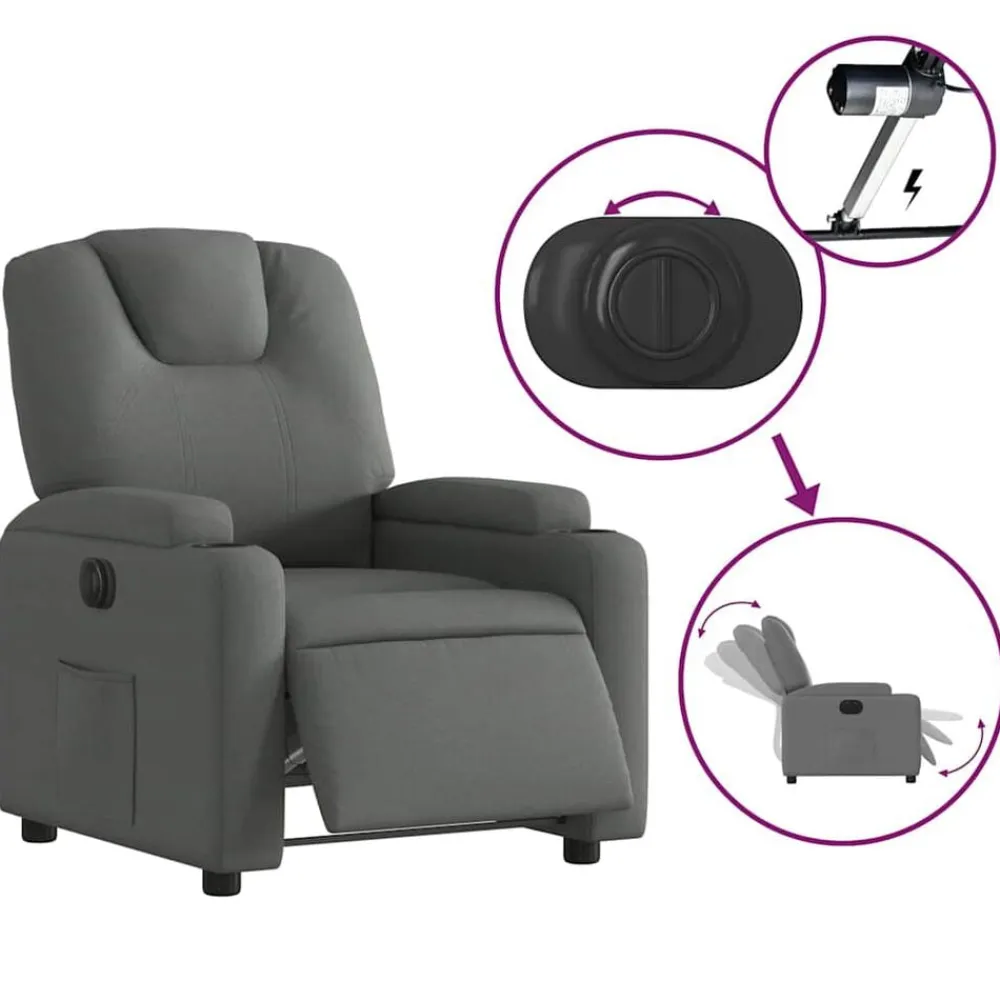 vidaXL Sillón reclinable eléctrico de tela Gris oscuro Sale