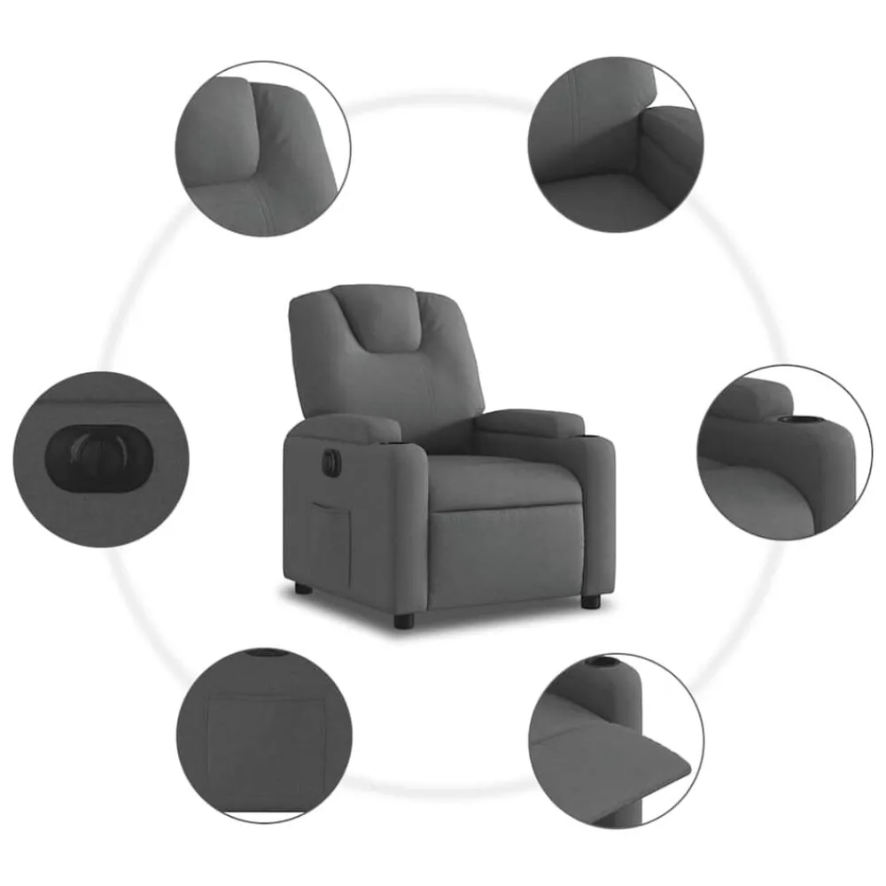 vidaXL Sillón reclinable eléctrico de tela Gris oscuro Sale