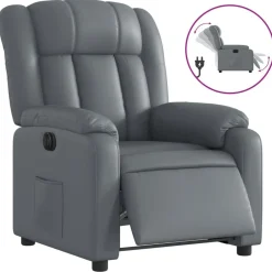 vidaXL Sillón reclinable eléctrico de cuero sintético Gris Online