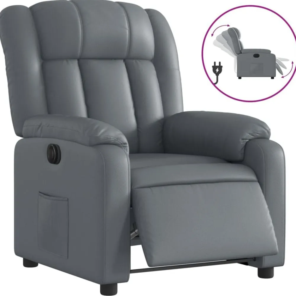 vidaXL Sillón reclinable eléctrico de cuero sintético Gris Online
