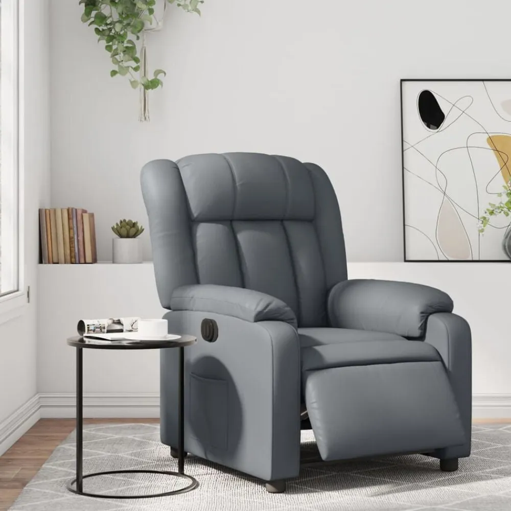 vidaXL Sillón reclinable eléctrico de cuero sintético Gris Online