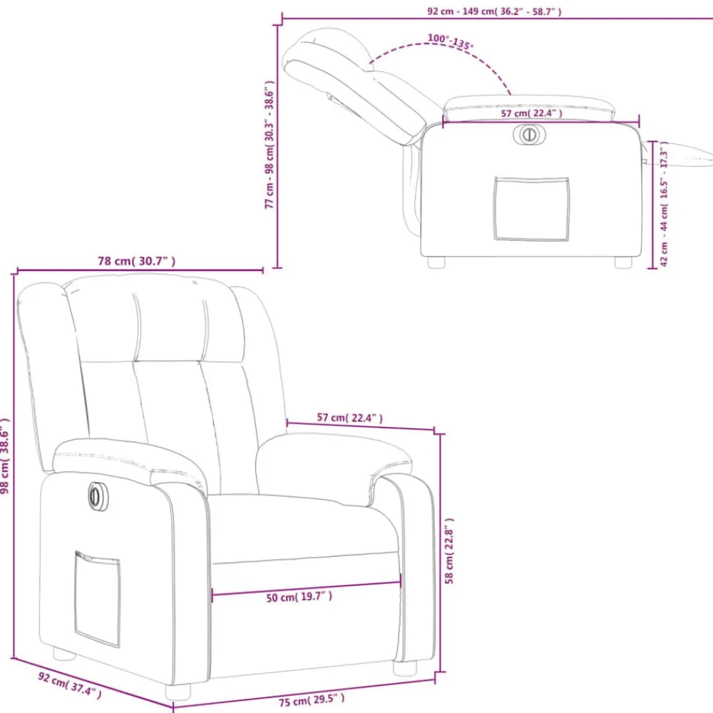 vidaXL Sillón reclinable eléctrico de cuero sintético Gris Online
