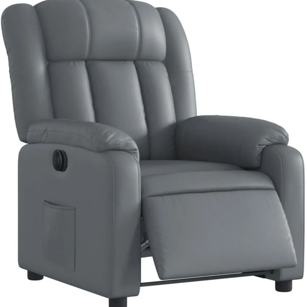 vidaXL Sillón reclinable eléctrico de cuero sintético Gris Online