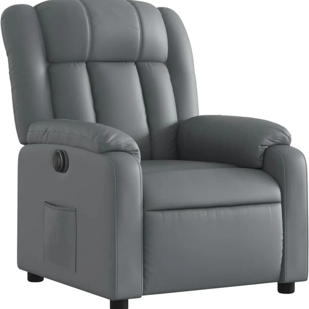 vidaXL Sillón reclinable eléctrico de cuero sintético Gris Online