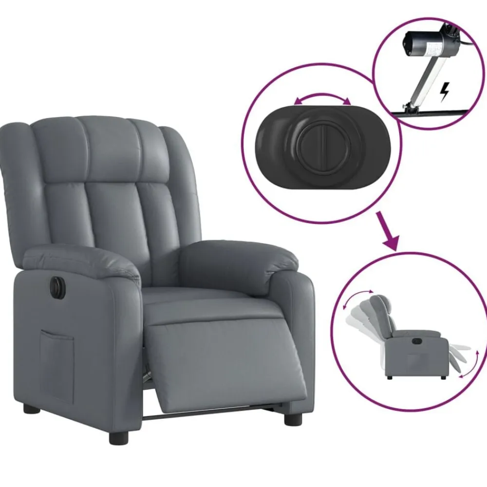 vidaXL Sillón reclinable eléctrico de cuero sintético Gris Online