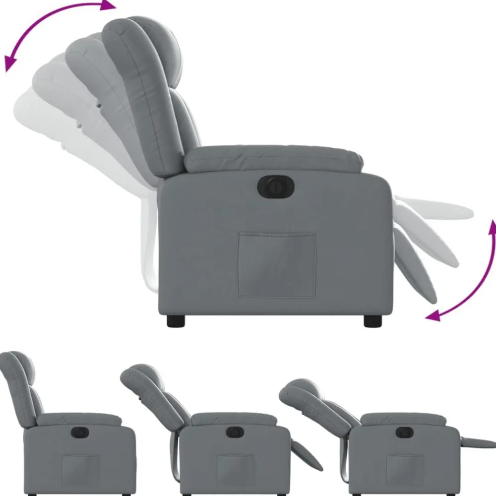 vidaXL Sillón reclinable eléctrico de cuero sintético Gris Online