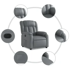 vidaXL Sillón reclinable eléctrico de cuero sintético Gris Online