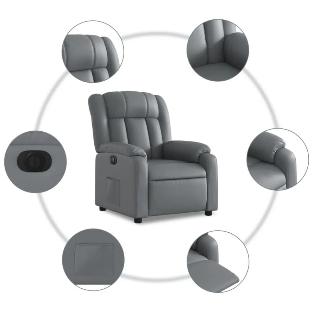 vidaXL Sillón reclinable eléctrico de cuero sintético Gris Online