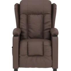 vidaXL Sillas-Sillón reclinable eléctrico de cuero sintético marrón