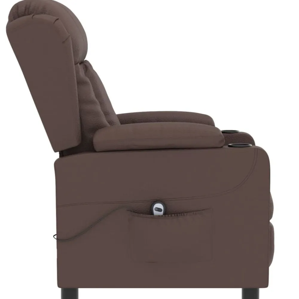 vidaXL Sillas-Sillón reclinable eléctrico de cuero sintético marrón