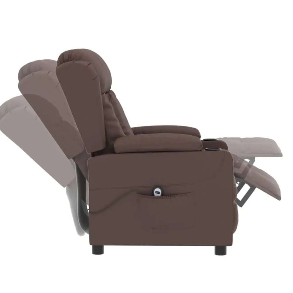 vidaXL Sillas-Sillón reclinable eléctrico de cuero sintético marrón