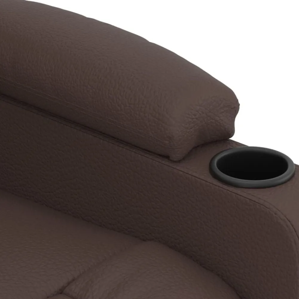 vidaXL Sillas-Sillón reclinable eléctrico de cuero sintético marrón